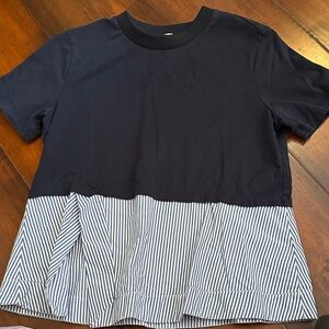 Carven Kids Navy and White Striped Tee